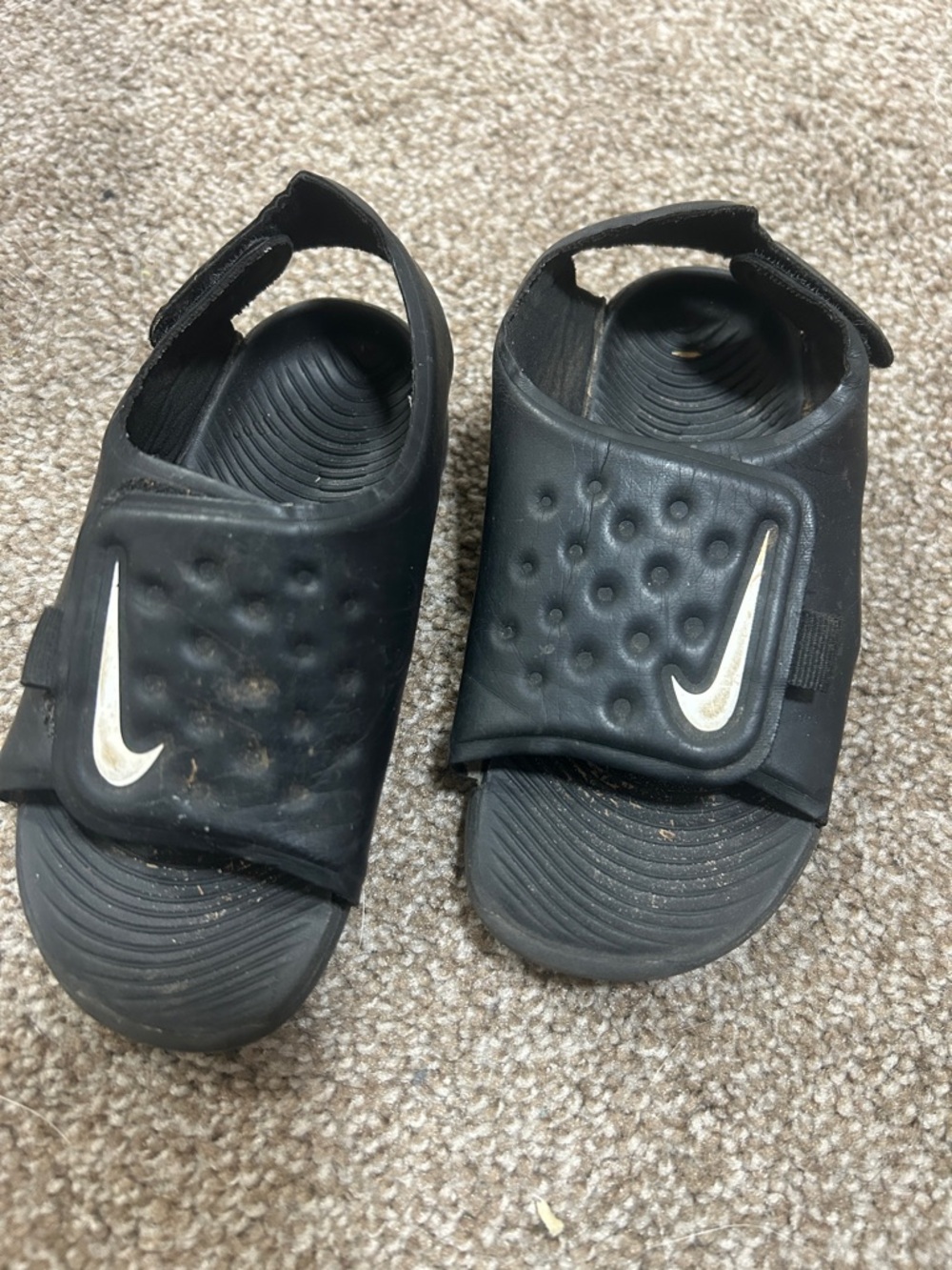 Nike Kids Black Slide Sandals with White Swoosh